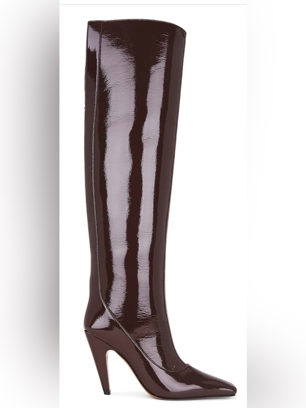 Stella McCartney SPUR KNEE HIGH MOCHA FAUX PATENT HEEL BOOTS $1235